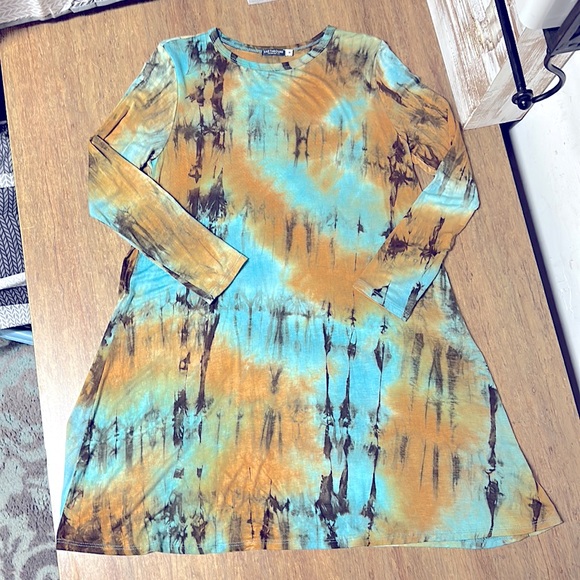 EARTHBOUND Dresses 7 For 45 Earthbound Tye Dye Orange Turquoise